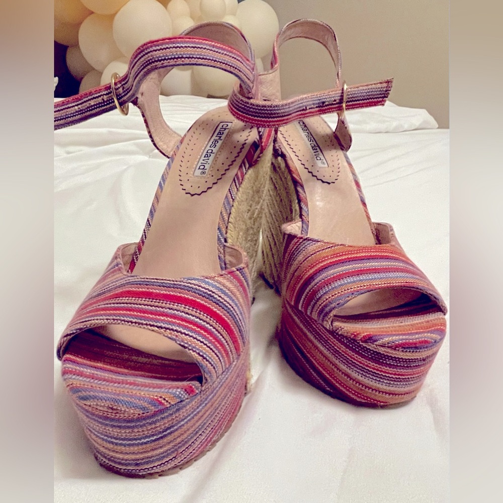 Charles David Colorful Striped Wedges